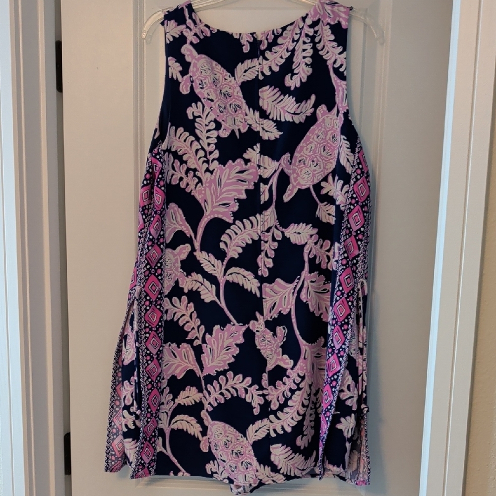 Purple & Light Pink Floral Shift Dress With Shorts Underneath - Picture 3 of 5